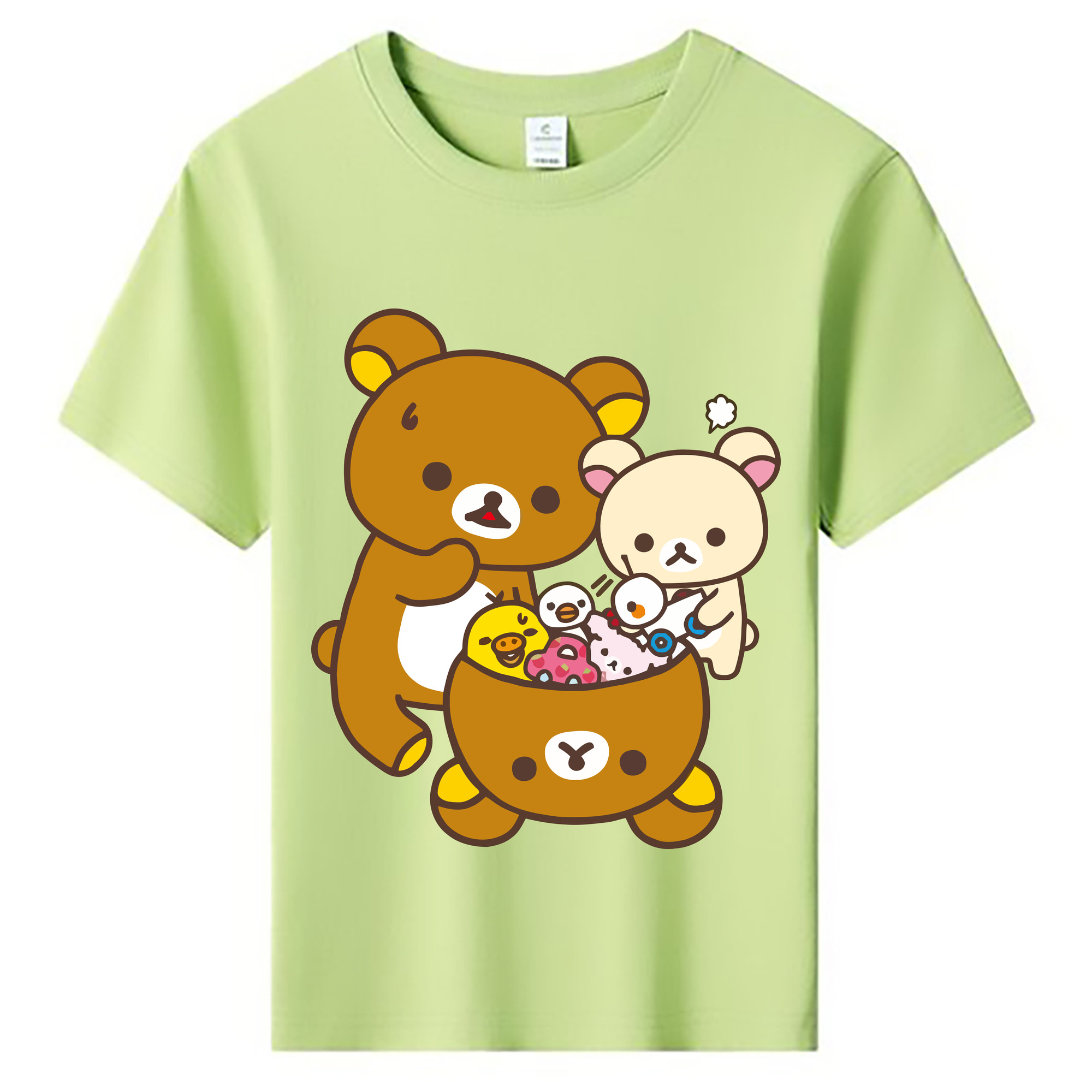（画像用） リラックマ リラックマ キイロイトリ Rilakkuma Korilakkuma Kiiroitori 綿100％キッズTシャツ（フロントプリント）